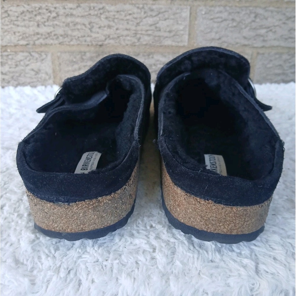 Birkenstock Women's Buckley Shearling Black Seude Clog Sandals Sz 39 US 8 - Picture 3 of 6